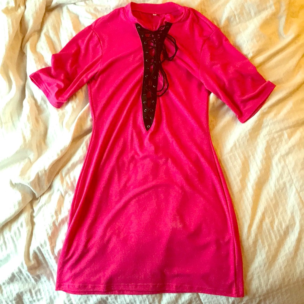 Pink dress with long tie up
